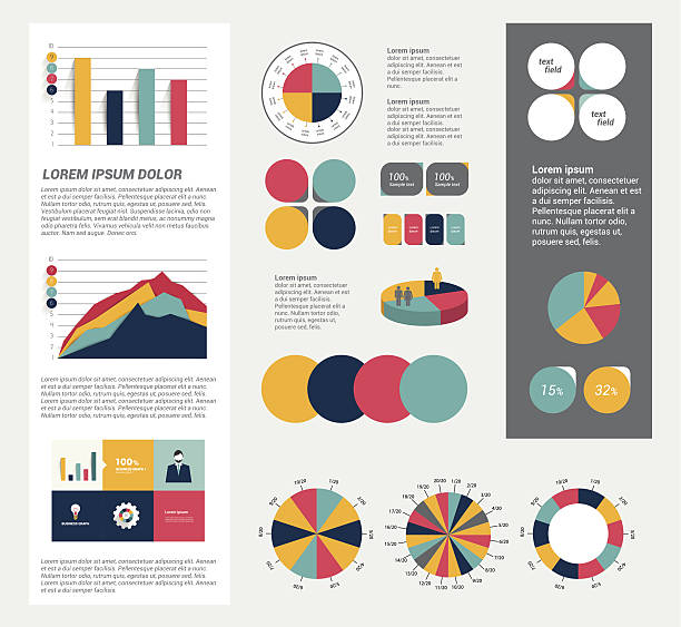 sammlung flache infografiken elemente. farbenfrohe set vorlage. - plan letter d abstract simplicity stock-grafiken, -clipart, -cartoons und -symbole