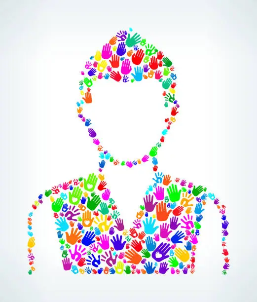 Vector illustration of Young Man on Hands Pattern White Background