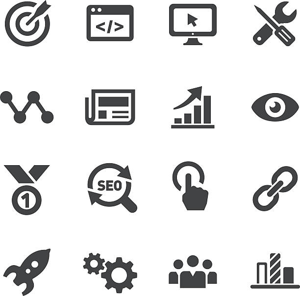 ilustrações de stock, clip art, desenhos animados e ícones de ícones de de marketing na internet-série acme - symbol link computer icon connection