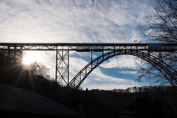 istock wooden railway brigde between Solingen and Remscheid in backlight 517097554