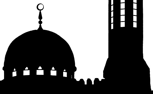 Silhouette of the dome of a mosque.  The inspiration for the image came from a small mosque in downtown Abu Dhabi, United Arab Emirates.