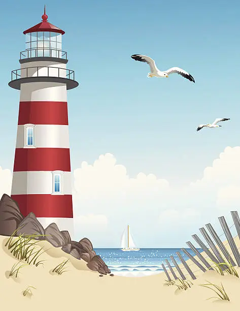 Vector illustration of Summer Lighthouse