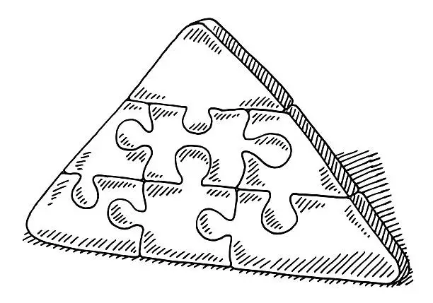 Vector illustration of Pyramid Jigsaw Puzzle Connection Drawing