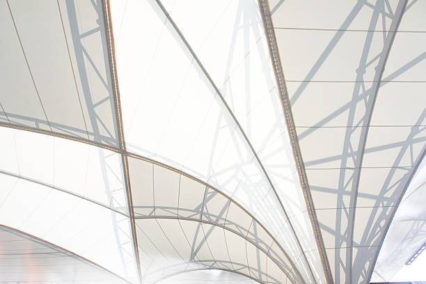 istock Outdoor mall roof light and shadow abstract 517100966