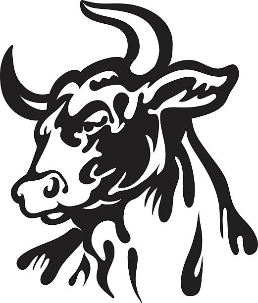 illustrazioni stock, clip art, cartoni animati e icone di tendenza di arrabbiato testa di toro - ox head