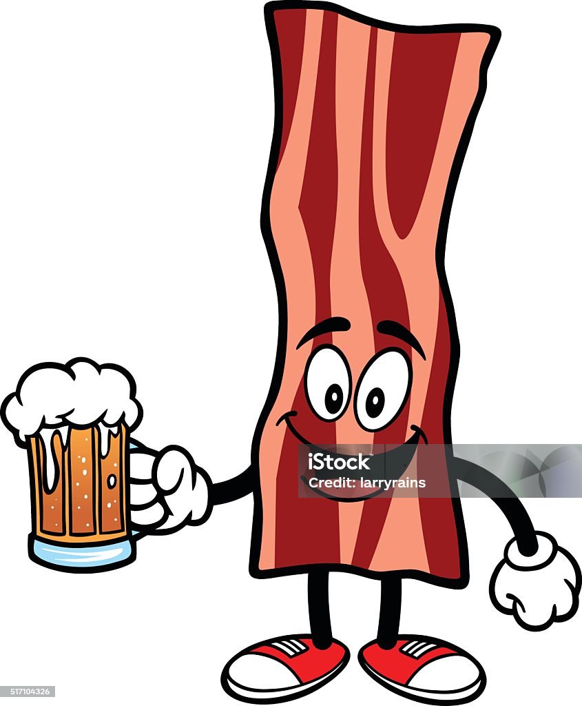 Bacon Strip with Beer A vector illustration of a cartoon Bacon Strip. Alcohol - Drink stock vector