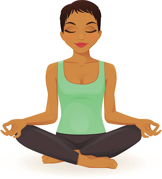 junge frau üben yoga lotus-pose - white background yoga exercising women stock-grafiken, -clipart, -cartoons und -symbole