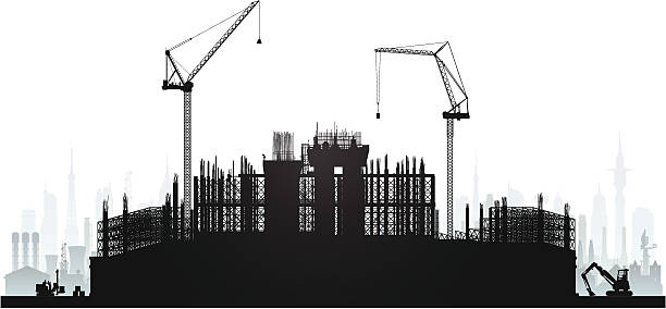 baugerüst - silhouette crane construction construction site stock-grafiken, -clipart, -cartoons und -symbole