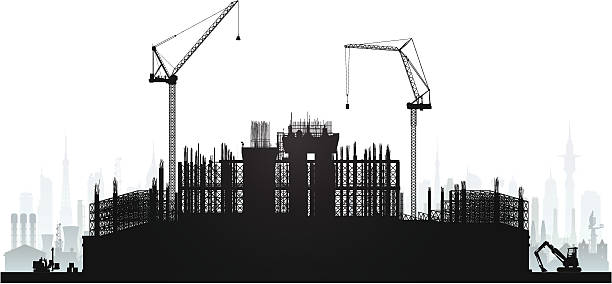 足場 - crane tower crane construction silhouette点のイラスト素材／クリップアート素材／マンガ素材／アイコン素材