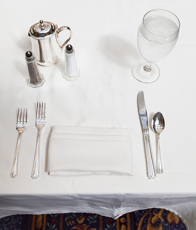 Top view of formal place setting
