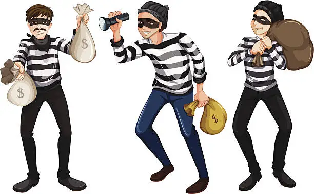 Vector illustration of Three thieves