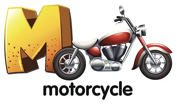 Vector illustration of Letter M for motorcycle