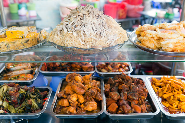 An arrangement of delicious Vietnamese street food in Ho Chi Minh City, Vietnam.