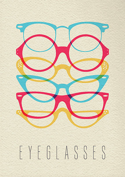 mody hipster okulary koncepcja kolorowy projektowanie - human eye color image multi colored eyesight stock illustrations