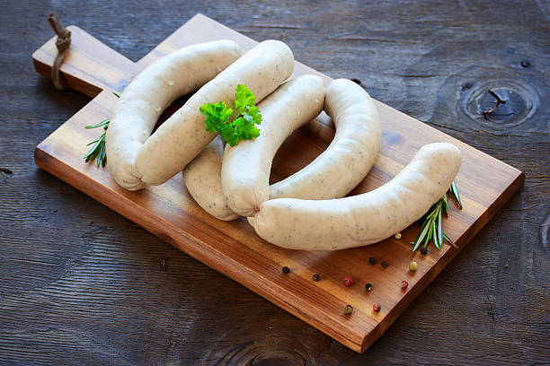Raw rostbratwursts