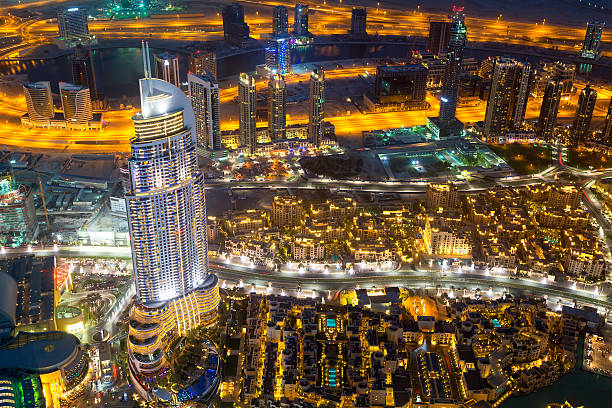 istock Aerial View of Downtown Dubai Illuminated at Night 517124746