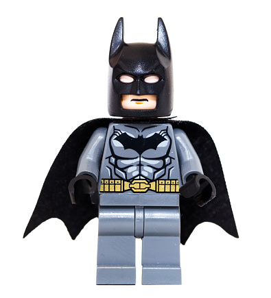 Taastrup, Denmark - March 23, 2016: Lego Batman. Studio shot of a Lego Mini Figure Batman.