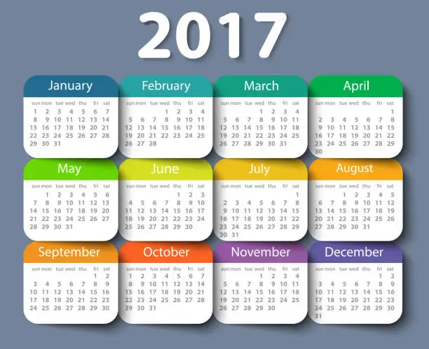Vector illustration of Calendar 2017 year vector design template