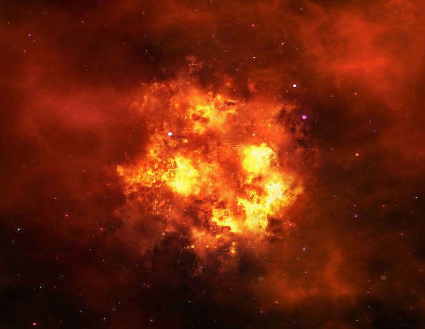 bright explosion flash on space backgrounds. fire burst stock photo