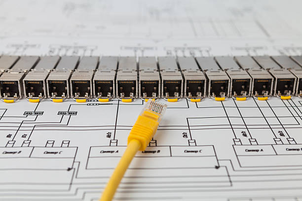 sfp rede módulos para mudar o cabo de rede e sistema - computer plan engineer fiber imagens e fotografias de stock