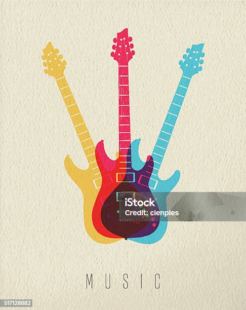 Music Concept Icon Electric Guitar Color Design Stock Illustration - Download Image Now - Rock Music, Guitar, Electric Guitar