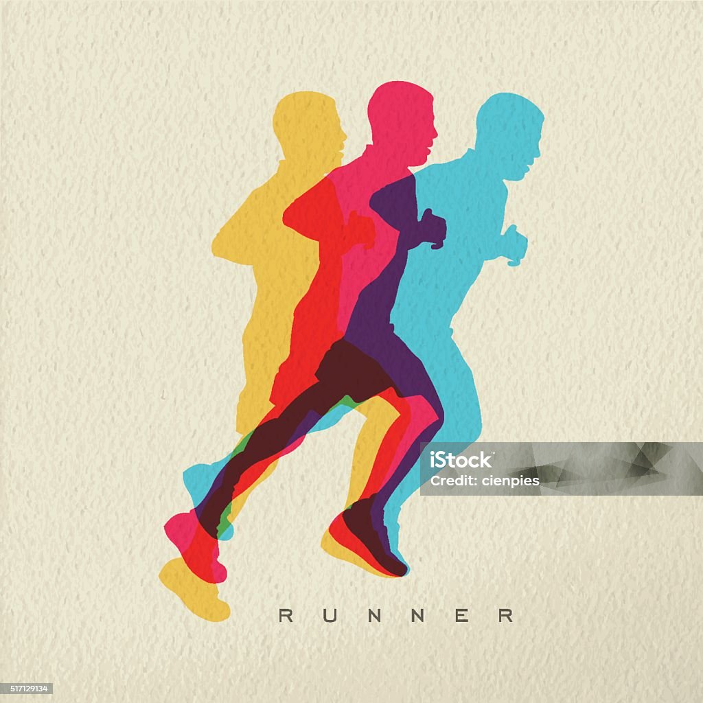 Runner sport man silhouette concept design Runner concept illustration of man athlete silhouette running a race. Colorful modern design on texture background. EPS10 vector. Marathon stock vector
