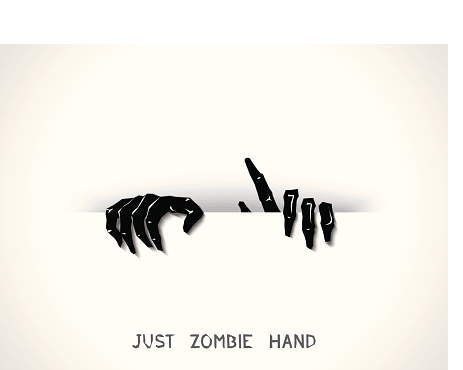 Just web and printing template with 3D zombie hands from the slit. Vector eps 10