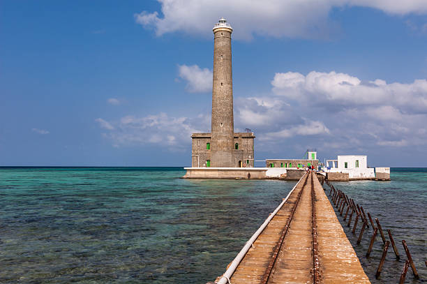 Sanganeb lighthouse Red Sea stock photo