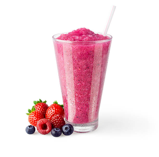istock Strawberry Raspberry and Blueberry Smoothie with Garnish on White Background 517132851