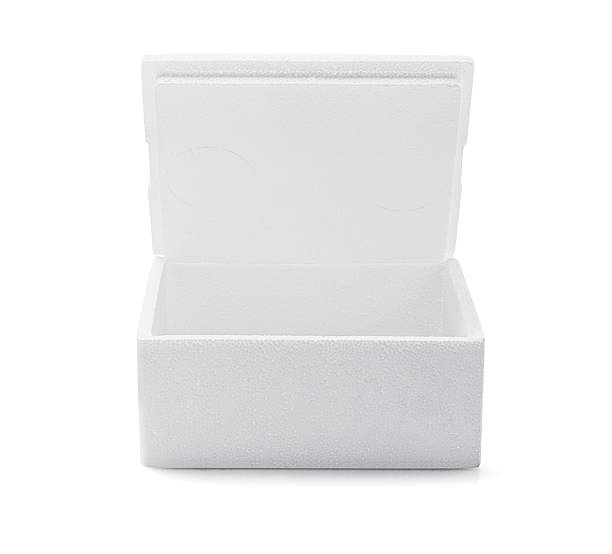 Open Styrofoam Box Open Styrofoam Storage Box On White Background polystyrene box stock pictures, royalty-free photos & images