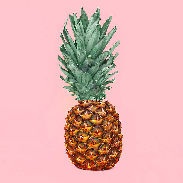 istock Pineapple fruit on colorful pink background, ananas photo 517133082