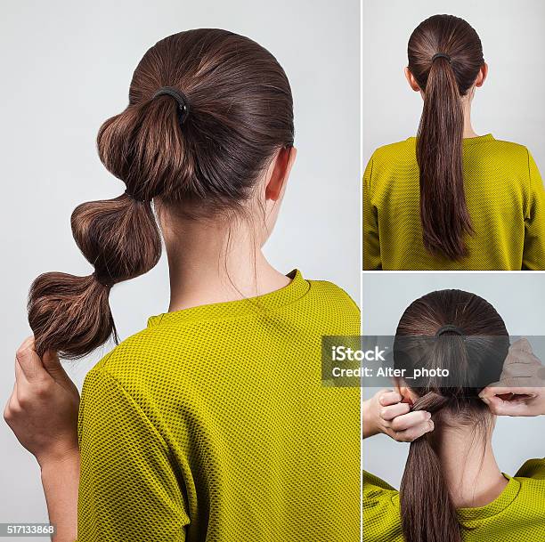 Simple Hairstyle Tutorial Stock Photo - Download Image Now - Tutorial, Hairstyle, Simplicity