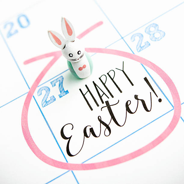 Calendar for March 2016 with Easter message and vintage bunny