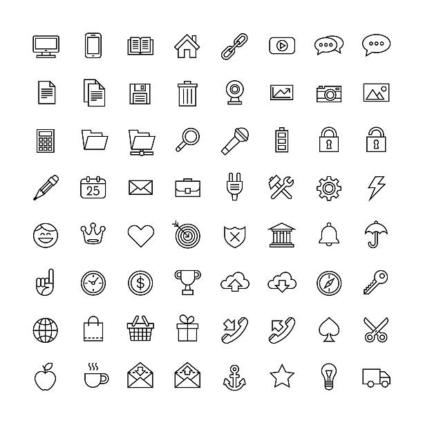 vintage icon set vintage minimal icon set watch battery stock illustrations