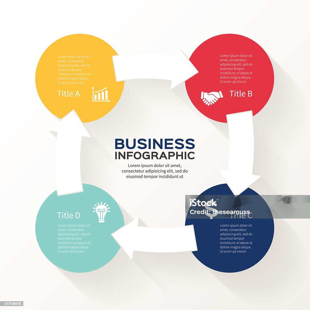 Vektor-Kreis Pfeile Infografik Diagramm 4 Optionen - Lizenzfrei Abstrakt Vektorgrafik