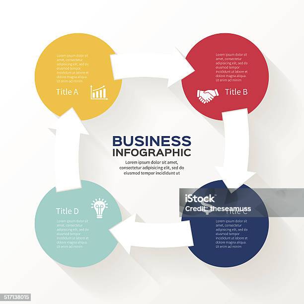 Vektorkreis Pfeile Infografik Diagramm 4 Optionen Stock Vektor Art und mehr Bilder von Abstrakt - Abstrakt, Broschüre, Daten