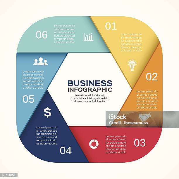 Vektorkreis Infografik Diagramm 6 Optionen Stock Vektor Art und mehr Bilder von Abstrakt - Abstrakt, Broschüre, Daten