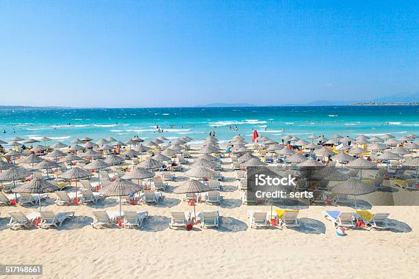 Summer Vacation Beach Stock Photo - Download Image Now - Beach, Izmir, Adirondack Chair
