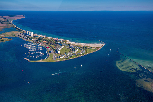 Aerial View over the marina of Burg Tiefe - Fehmarn