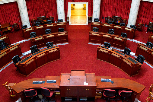 Senate Chamber of the Idaho State Capitol Building in Boise, Idaho.