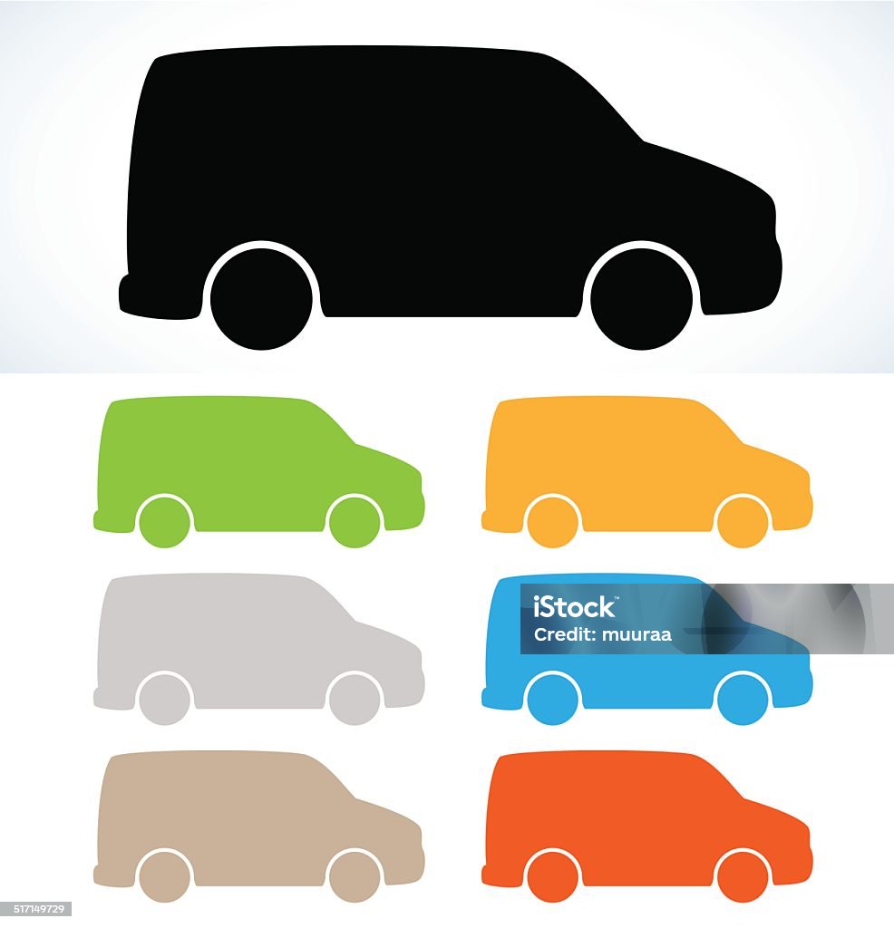 because silhouette car silhouettes in seven colors, vector, isolated Back Lit stock vector