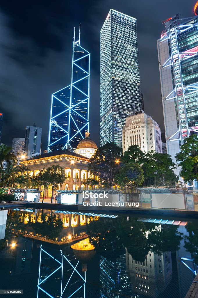 Hong Kong Hong Kong City at night Architecture Stock Photo