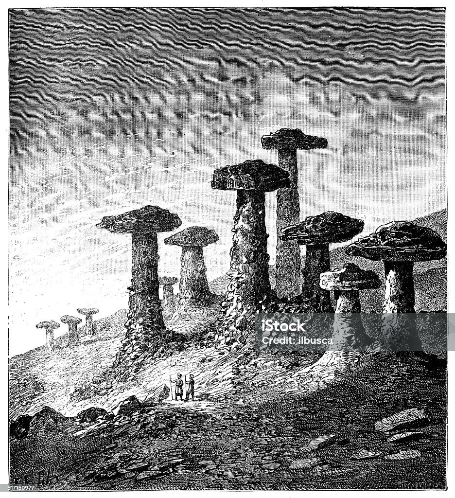 Antique illustration of Vallée du Jagnaous (Kohistan) 19th Century Style stock illustration