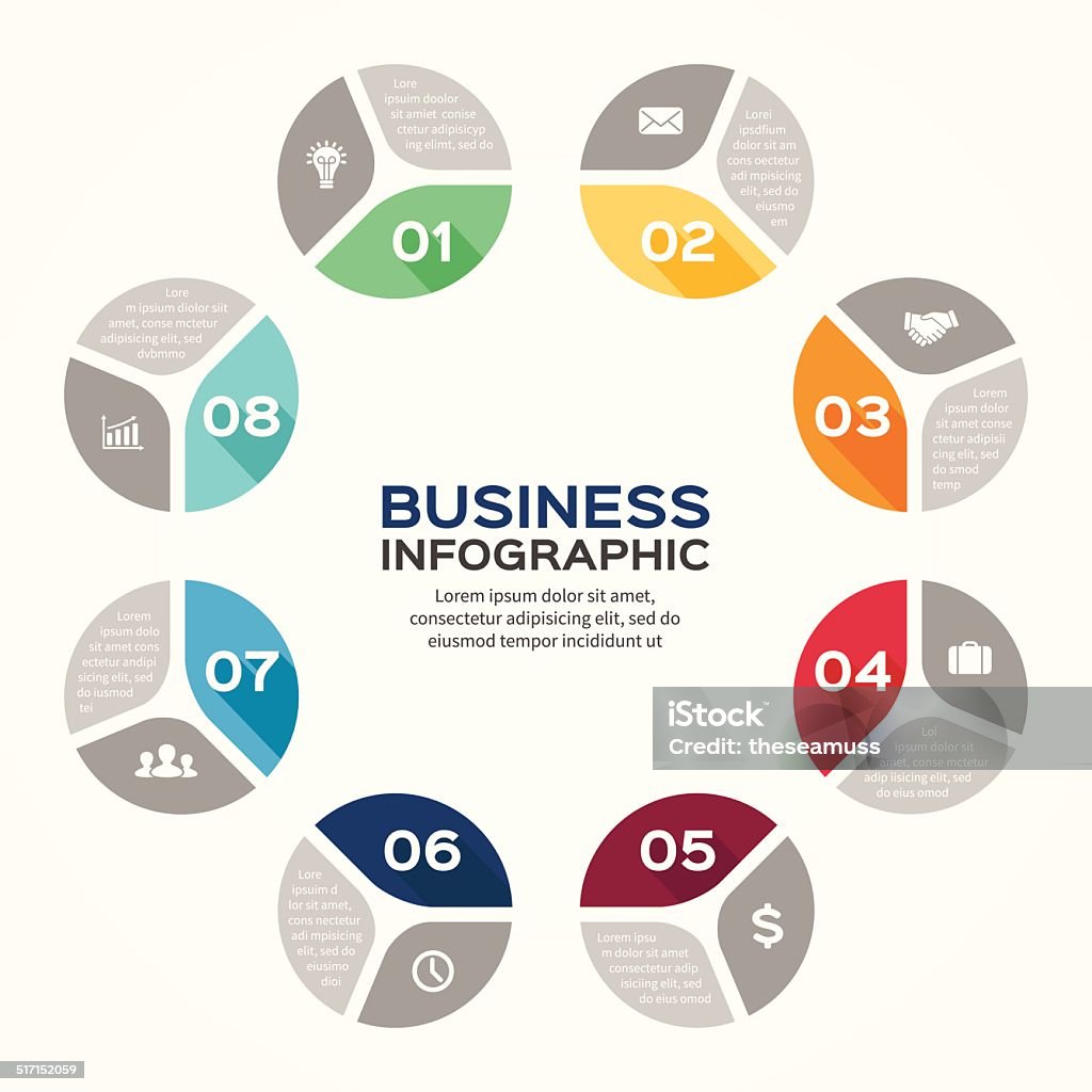 Kreis Infografik, Diagramm, Diagramm, Präsentation - Lizenzfrei Abstrakt Vektorgrafik