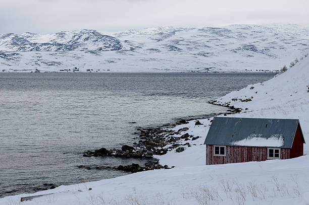 Fishing Cabin in Norway stock photo