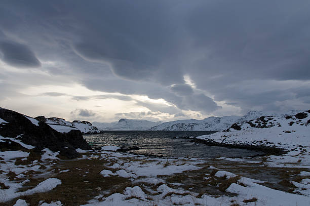 fiordes no inverno - hammerfest imagens e fotografias de stock