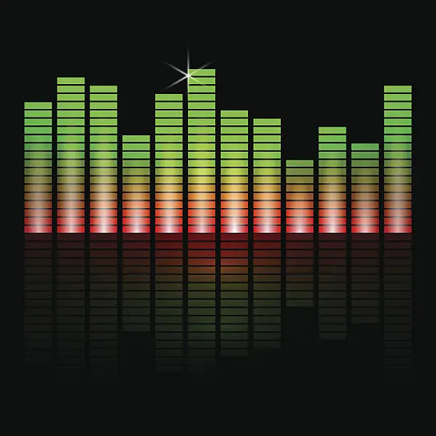 Vector illustration of Vector illustration of music equalizer bars on black background