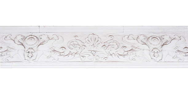 istock Luxury white wall design with mouldings in classic style 517154328