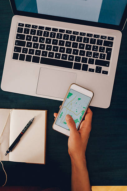 istock Overhead image of a workspace on the desk 517154512