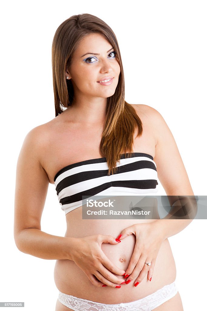 Portrait of beautiful pregnant woman Abdomen Stock Photo